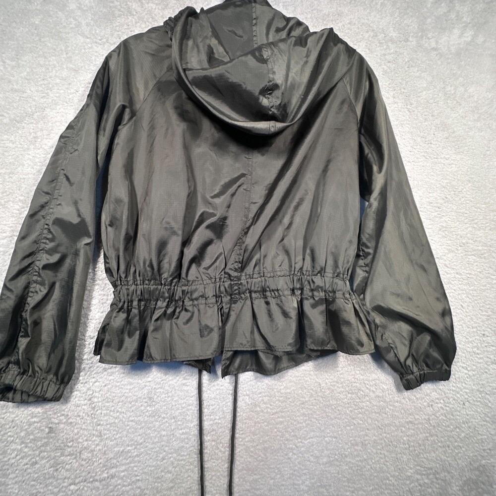 Free People‎ Peplum Windbreaker Jacket Womens XS Olive Green Ripstop Hooded - Picture 2 of 14